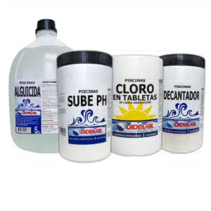 Kit Piscina Alguicida Cloro Tabletas Decantador Sube Ph
