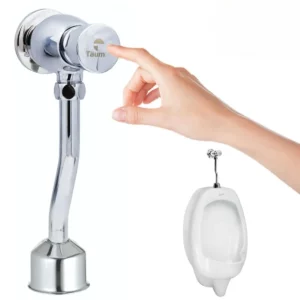Llave temporizada urinario de botón Taumm de latón cromado para máxima durabilidad en instalaciones sanitarias.