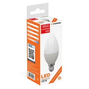 Ampolleta Vela LED con 6W de potencia y base E14