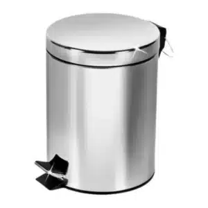 Basurero papelero plateado de acero inoxidable de 8 litros con pedal.
