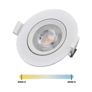 Foco downlight LED basculante de 7W para montaje empotrado
