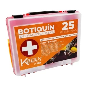 Botiquín de primeros auxilios Kbeen para 25 personas en caso de emergencia laboral.
