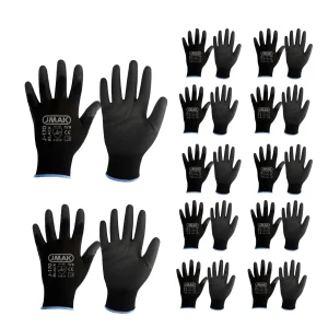 Guantes de seguridad Multiflex J170 con palma recubierta de Poliuretano (PU) gris o negro. Pack de 12