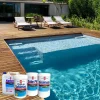 Kit limpieza piscina de productos Química Universal: Cloro en Tabletas, Decantador, Alguicida y sube pH.
