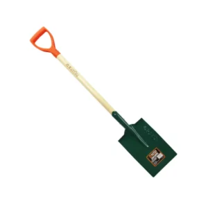 Pala para jardin Cuadrada Rayun color verde con mango metálico.