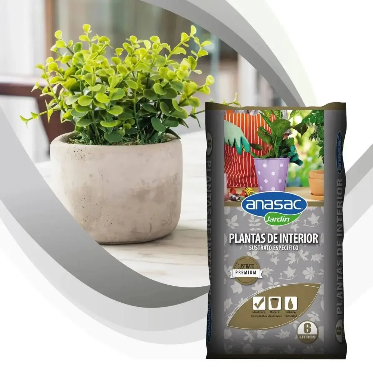 SUSTRATO PLANTAS INTERIOR (6LT) 1503383 Sustrato para Plantas de Interior de 6 litros marca Anasac.