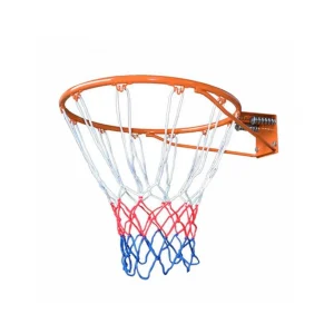 Aro de basquetbol profesional color naranja con dos resortes elásticos, fabricado en acero macizo de 45 cm de diámetro.