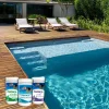 Kit de 3 productos Piscinol para mantenimiento de piscinas: tabletas 3 en 1, decantador y elevador de pH.