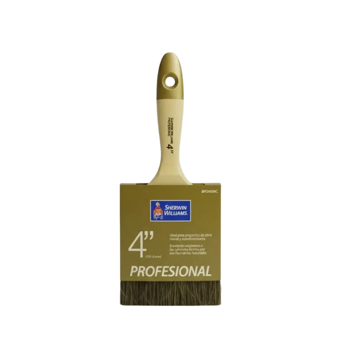 BROCHA PROF SW GRIS 4 Y0300BPO40SW4_001 Brocha profesional marca Sherwin Williams de 4 pulgadas (100 mm) con mezcla de poliéster y cerda natural.