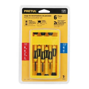 Juego de destornilladores de precisión Pretul con puntas de cromo vanadio y cabeza giratoria para reparación de electrónica y relojería.