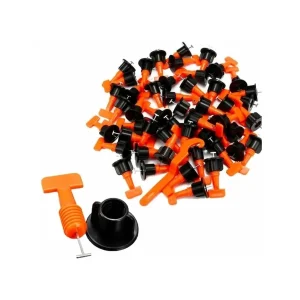 Kit de 50 niveladores de cerámica reutilizables marca Flovi con llave de ajuste, para baldosas de 3 a 16 mm.