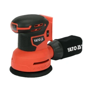 Lijadora orbital inalámbrica marca Yato 18V, modelo YT-82753, para discos de 125 mm y velocidad variable.