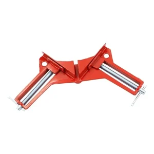 Prensa esquinera Flovi de 90 grados para madera, capacidad 75 mm, ideal para marcos y muebles.