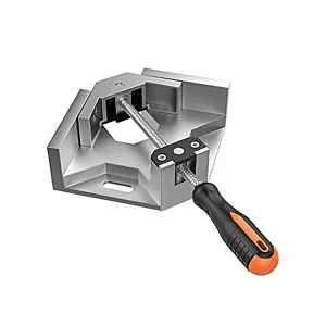 Prensa esquinera profesional marca Flovi, apertura 68mm, fabricada en aluminio para uniones de madera en 90 grados.