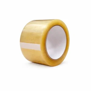 Rollo de cinta de embalaje adhesiva transparente de 52 micrones para sellado industrial.